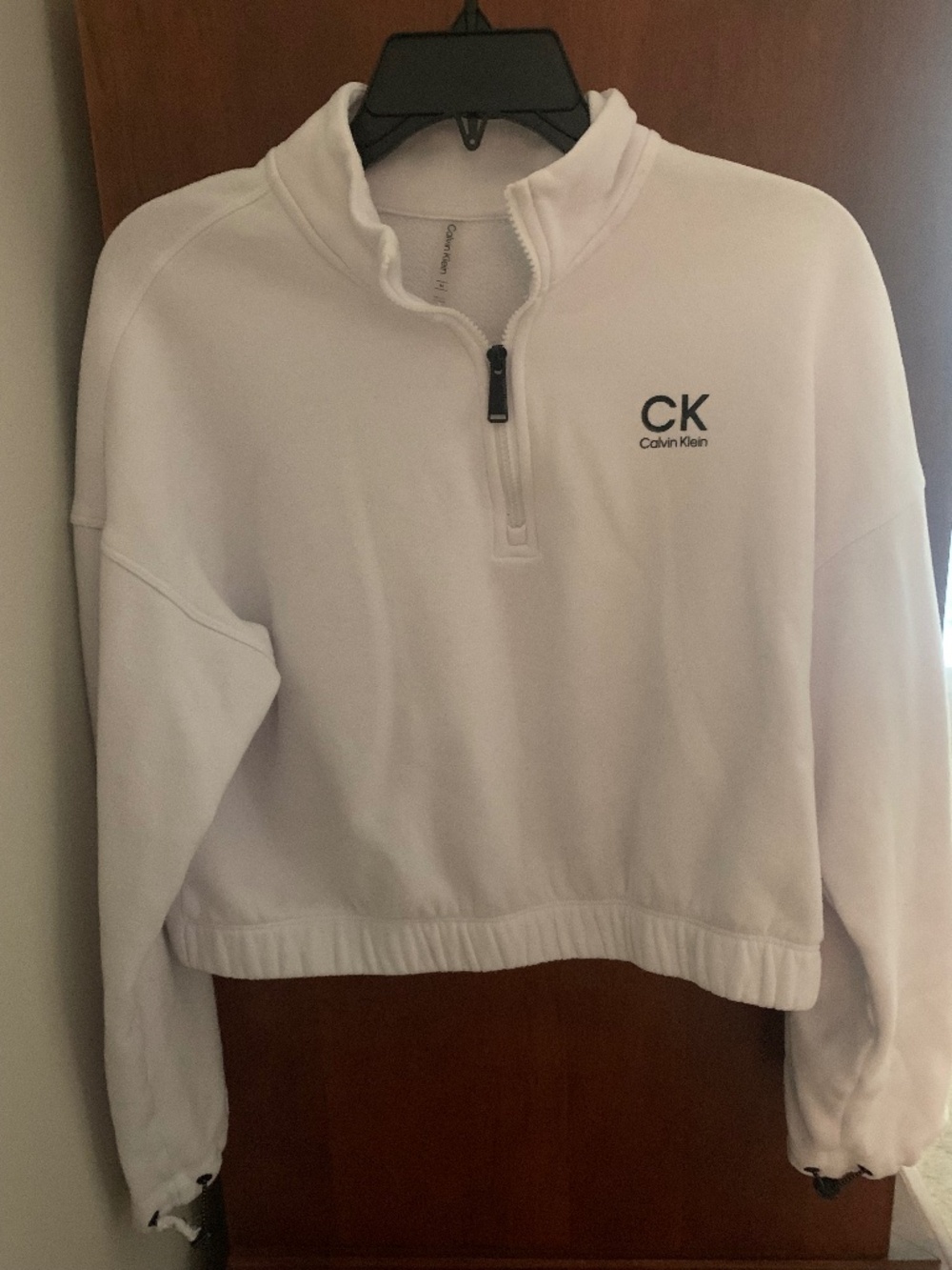 Womens Calvin Klein Quarter Zip White Sweatshirt